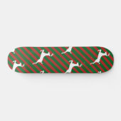 Green and Red Stripe White Deer Pattern Christmas Skateboard (Horizontal)