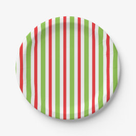 Green and Red Stripped Paper Plate Xmas Plates Pappteller