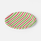 Green and Red Stripped Paper Plate Xmas Plates Pappteller (Schrägansicht)