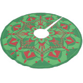 Green and Red Tree Skirt Polyester Weihnachtsbaumdecke (Schrägansicht)