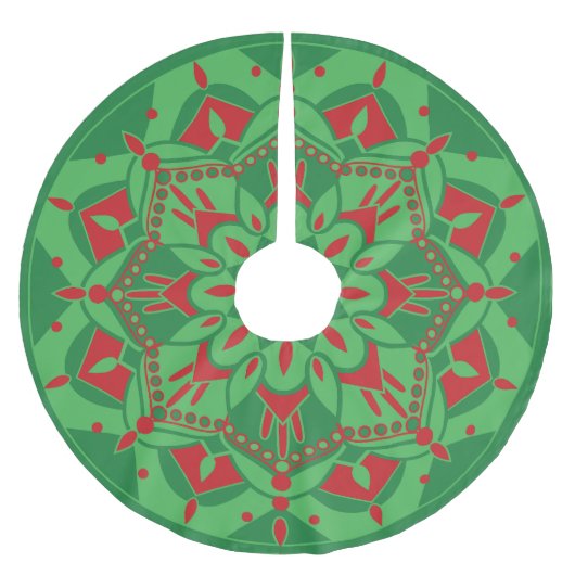 Green and Red Tree Skirt Polyester Weihnachtsbaumdecke (Vorderseite)