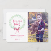 Green and Red Watercolor Wreath Frohe Weihnachten  (Vorderseite)