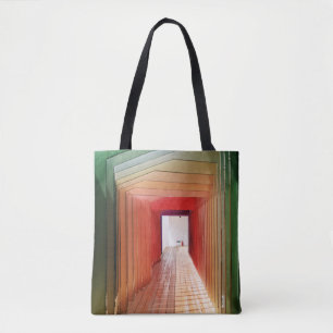 Green and red wooden hallway interior tasche