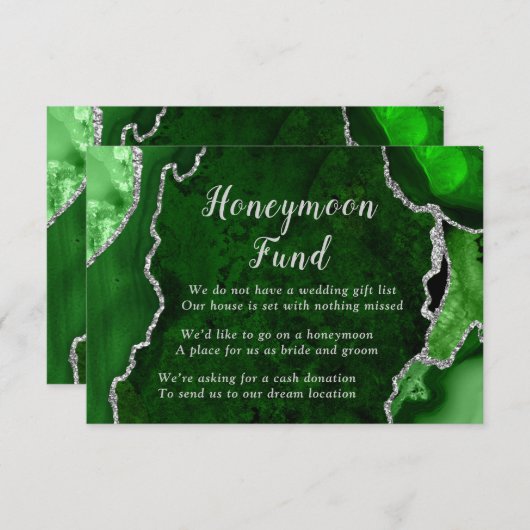 Green and Silver Agate Honeymoon Fund Begleitkarte (Vorne/Hinten)