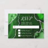 Green and Silver Agate Marble RSVP Karte (Vorderseite)