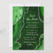 Green and Silver Agate Marble Save The Date Einladung (Vorderseite)
