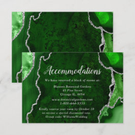 Green and Silver Agate Wedding Accommodations Begleitkarte