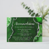 Green and Silver Agate Wedding Accommodations Begleitkarte (Stehend Vorderseite)