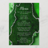 Green and Silver Agate Wedding Menu Menükarte (Vorderseite)