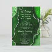 Green and Silver Agate Wedding Program Programm (Stehend Vorderseite)