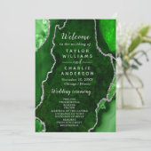 Green and Silver Agate Wedding Program Programm (Stehend Vorderseite)