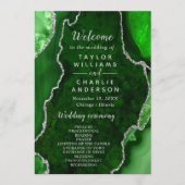 Green and Silver Agate Wedding Program Programm (Vorderseite)
