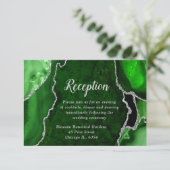 Green and Silver Agate Wedding Reception Begleitkarte (Stehend Vorderseite)