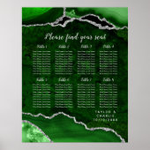 Green and Silver Agate Wedding Seating Chart Poster (Vorne)