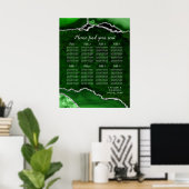 Green and Silver Agate Wedding Seating Chart Poster (Heimbüro)