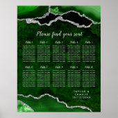 Green and Silver Agate Wedding Seating Chart Poster (Vorne)