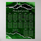 Green and Silver Agate Wedding Seating Chart Poster (Vorne)
