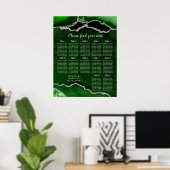 Green and Silver Agate Wedding Seating Chart Poster (Heimbüro)