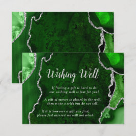 Green and Silver Agate Wedding Wishing Well Begleitkarte