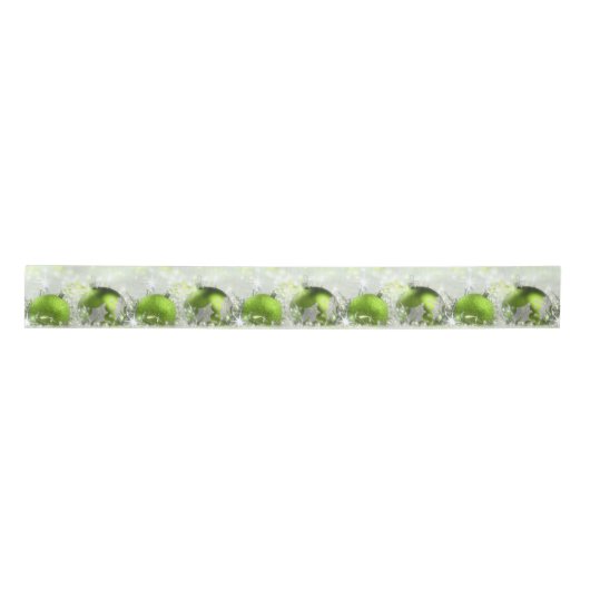 Green and Silver Christmas Satin Ribbon 3" breit Satinband (Vorderseite)