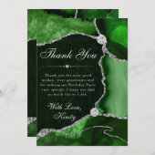 Green and Silver Faux Glitter Agate Birthday Dankeskarte (Vorne/Hinten)