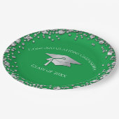 Green and Silver Graduation Pappteller (Schrägansicht)