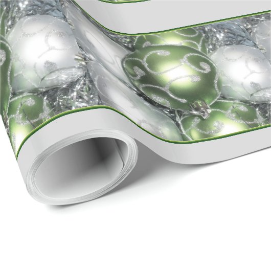 'Green and Silver Sparkle' Holiday Gift Wrap Geschenkpapier (Rolleneckpunkt)
