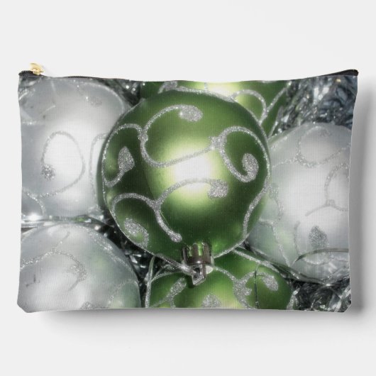 'Green and Silver Sparkle' Large Accessory Bag Zubehörtasche (Vorderseite)