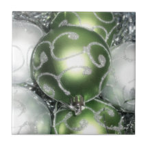 'Green and Silver Sparkle' Trivet/Tile