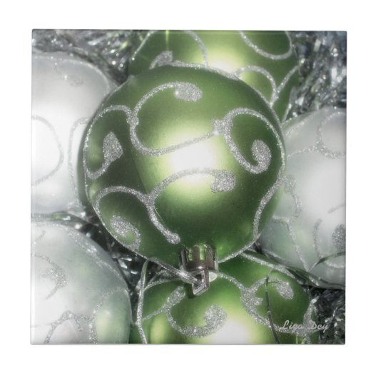 'Green and Silver Sparkle' Trivet/Tile Fliese (Vorderseite)