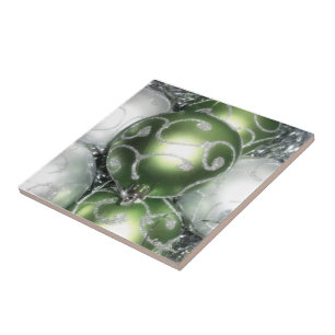 'Green and Silver Sparkle' Trivet/Tile Fliese