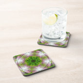 GREEN AND WHITE ABSTRACT DRAWING. SAMER BRASIL. 2 GETRÄNKEUNTERSETZER (Rechte Seite)