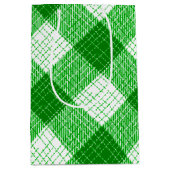 Green and White Bold Checkered Plaid Design  Mittlere Geschenktüte (Vorderseite)