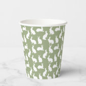 Green And White Bunny Rabbit Pattern Happy Easter Pappbecher (Rückseite)