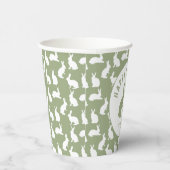 Green And White Bunny Rabbit Pattern Happy Easter Pappbecher (Rechts)