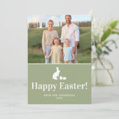 Green And White Bunny With Custom Photo Easter Karte (Stehend Vorderseite)