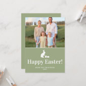 Green And White Bunny With Custom Photo Easter Karte (Vorderseite/Rückseite Beispiel)