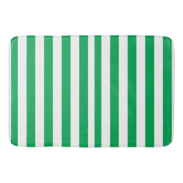 Green and White Cabana Stripes Badematte