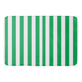 Green and White Cabana Stripes  Badematte
