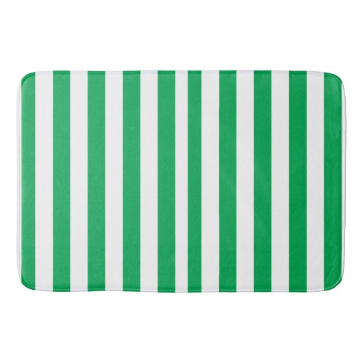 Green and White Cabana Stripes  Badematte (Vorderseite)