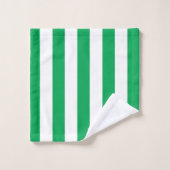 Green and White Cabana Stripes  Badhandtuch Set (Waschlappen)