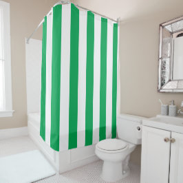 Green and White Cabana Stripes Duschvorhang
