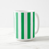 Green and White Cabana Stripes  Kaffeetasse (VorderseiteRechts)
