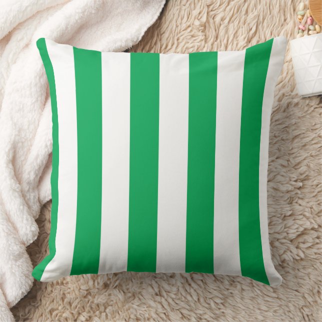 Green and White Cabana Stripes  Kissen (Decke)