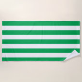 Green and White Cabana Stripes  Strandtuch (Vorderseite)