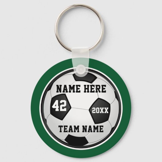 Green and White Cheap Soccer Gifts, Personalized Schlüsselanhänger (Vorderseite)