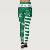 Green and White Christmas Leggings with Snowflakes (Rückseite)