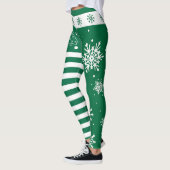 Green and White Christmas Leggings with Snowflakes (Links)