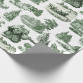 Green and White Christmas Toile Aesthetic Geschenkpapier (Ecke)