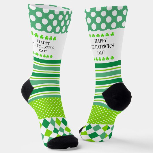 Green and White Crazy Patterns Socken
